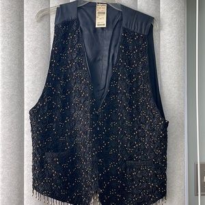 Beaded and Embroidered Vest 2X NEW